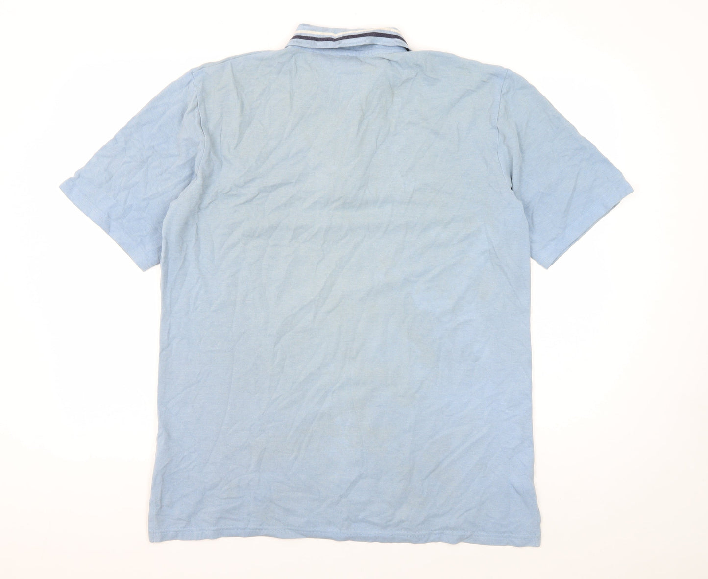 YSL Men's Blue Cotton Polo Shirt L Collared Casual