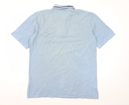 YSL Men's Blue Cotton Polo Shirt L Collared Casual