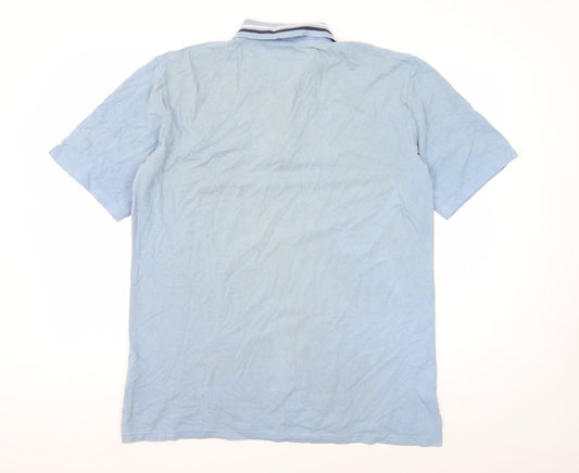 YSL Men's Blue Cotton Polo Shirt L Collared Casual