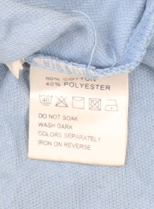 YSL Men's Blue Cotton Polo Shirt L Collared Casual