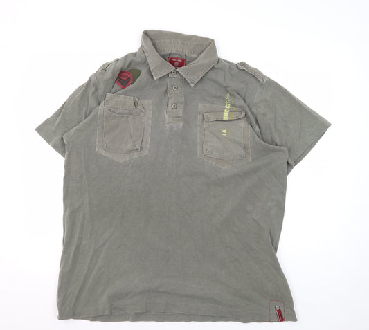 Jack & Jones Men's Green XL Vintage Denim Polo Shirt
