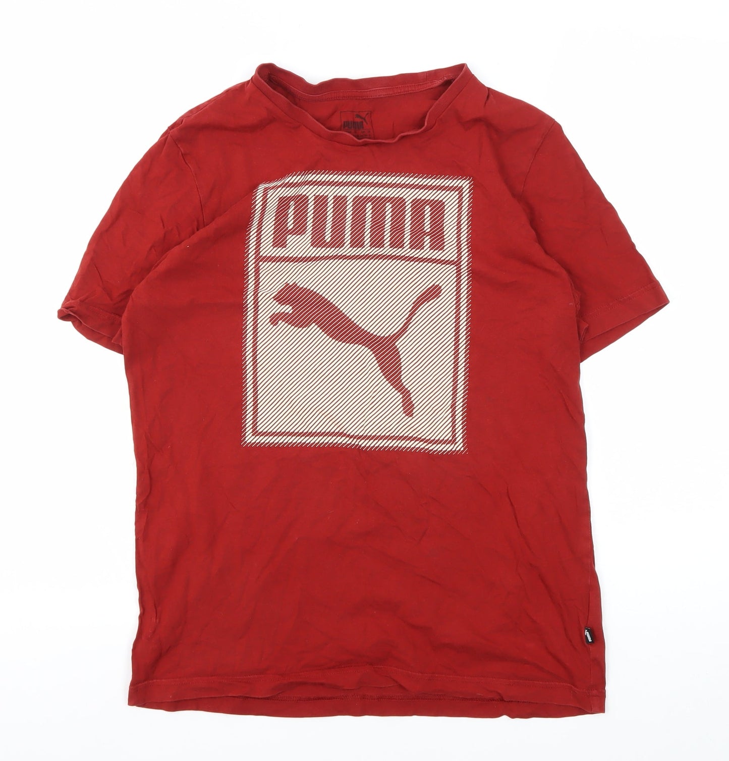 Puma Men's Red Graphic Crew Neck T-Shirt, Size L