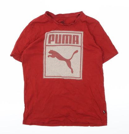 Puma Men's Red Graphic Crew Neck T-Shirt, Size L