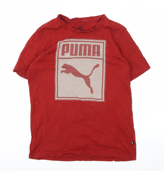 Puma Men's Red Graphic Crew Neck T-Shirt, Size L
