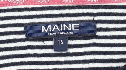 Maine Women's Blue Floral T-Shirt Size 16