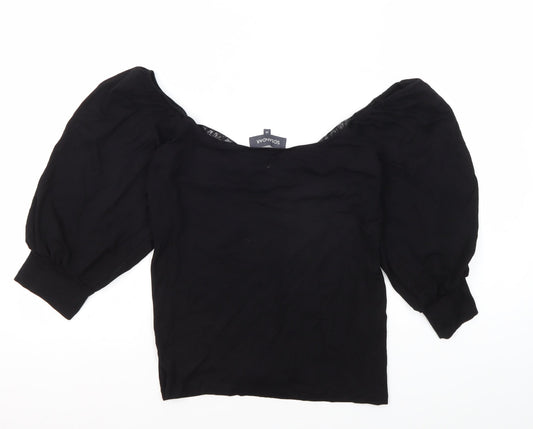 Womens UK Size 14 SOSANDAR Black Basic Blouse