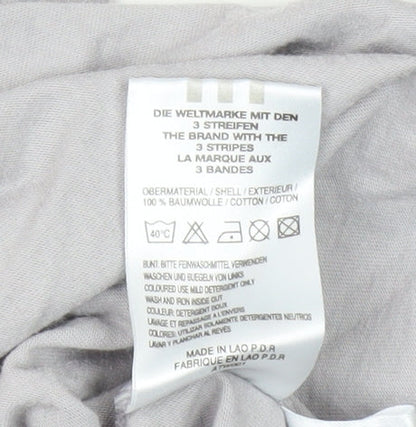 Adidas Men's Grey Striped Polo Shirt, Size M