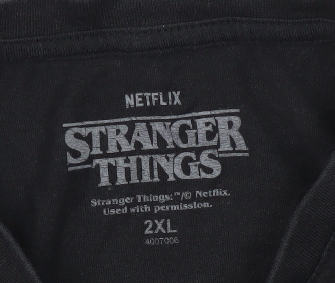 Netflix Stranger Things 2XL Black Hellfire T-Shirt Unisex