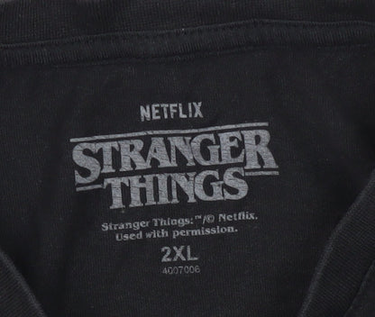 Netflix Stranger Things 2XL Black Hellfire T-Shirt Unisex