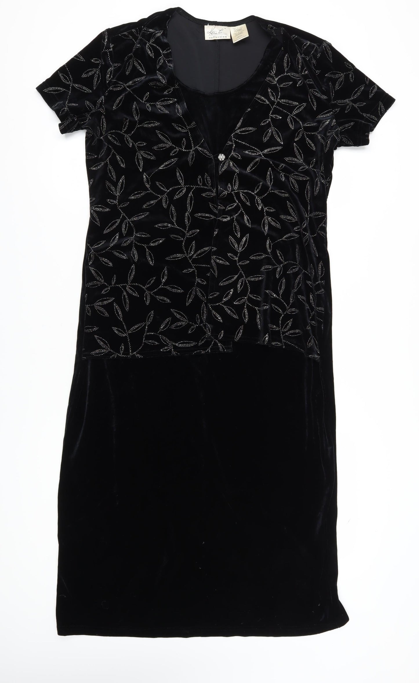 Kathie Lee Women Black Velvet Sheath Dress Large