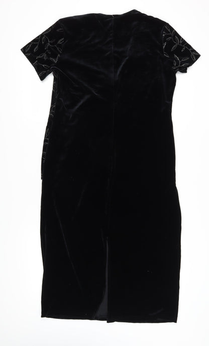 Kathie Lee Women Black Velvet Sheath Dress Large
