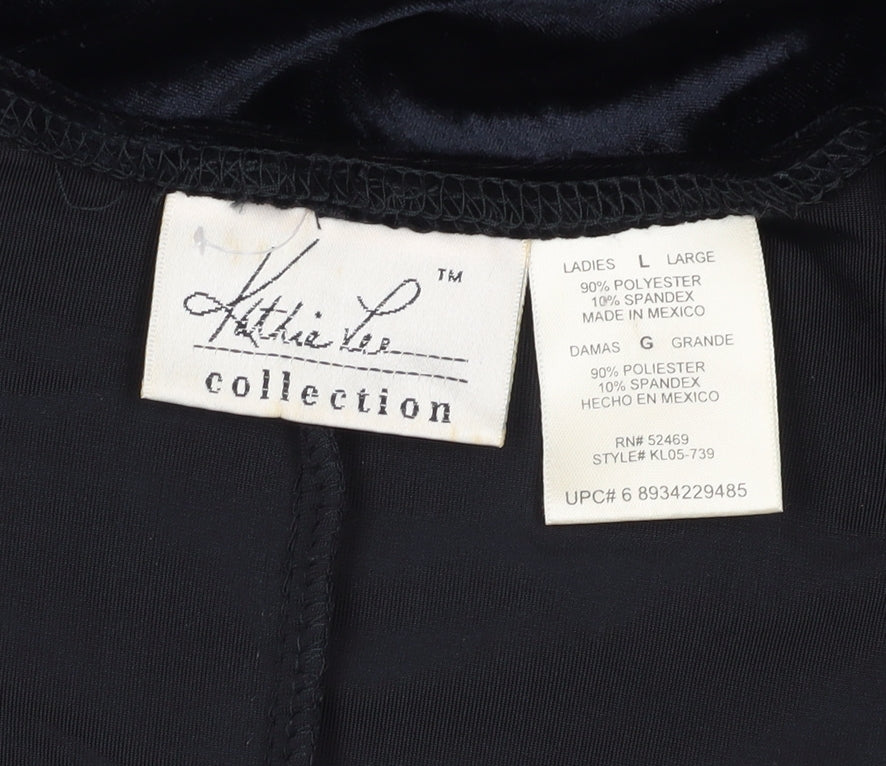 Kathie Lee Women Black Velvet Sheath Dress Large