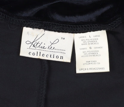 Kathie Lee Women Black Velvet Sheath Dress Large