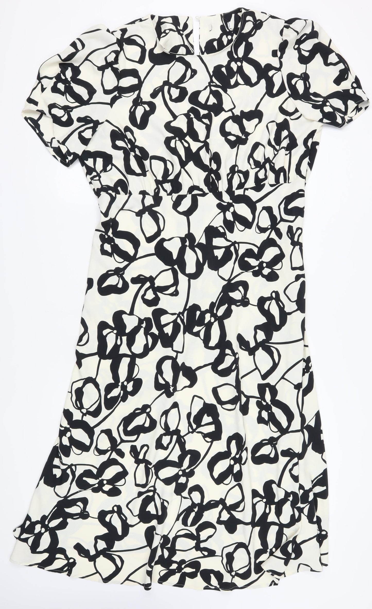 Marks and Spencer Women's Floral Dress Black Ivory