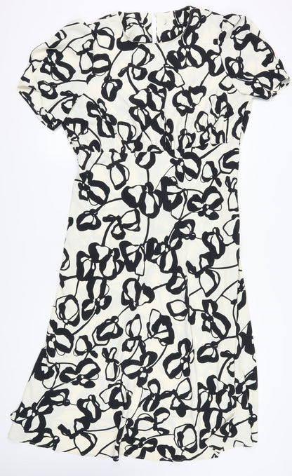 Marks and Spencer Women's Floral Dress Black Ivory