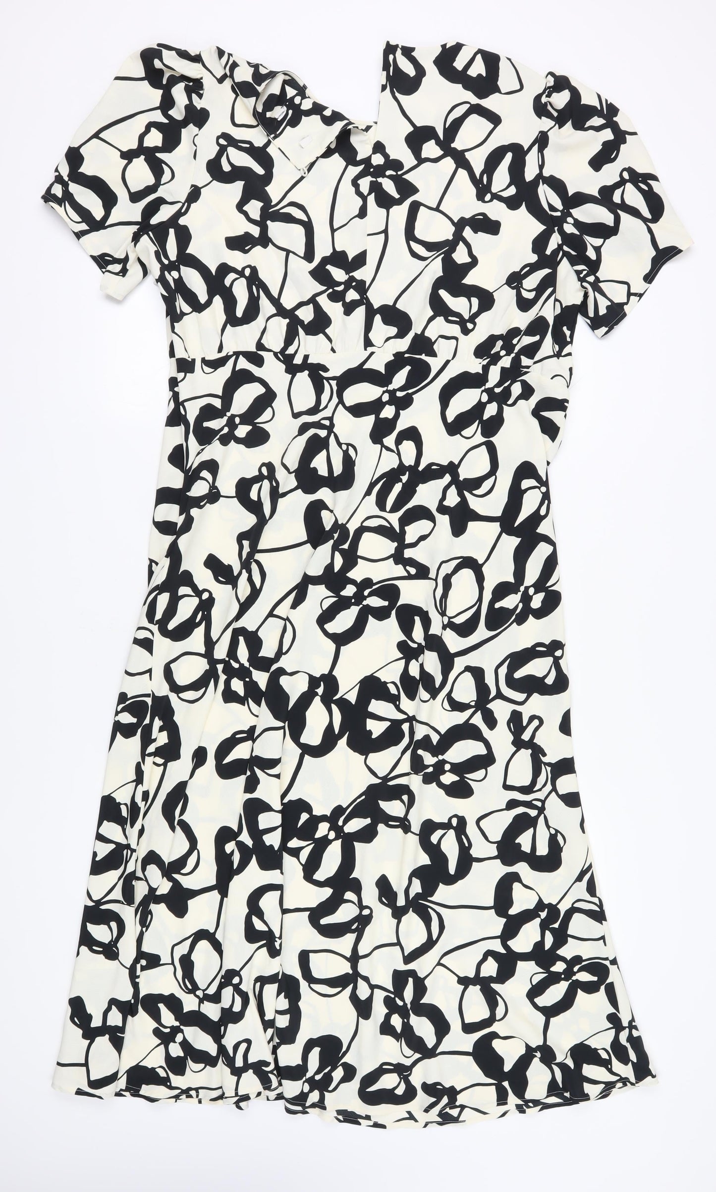Marks and Spencer Women's Floral Dress Black Ivory