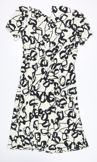 Marks and Spencer Women's Floral Dress Black Ivory