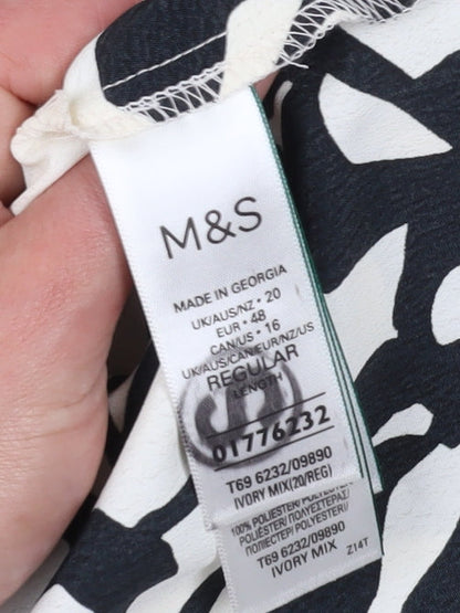 Marks and Spencer Women's Floral Dress Black Ivory