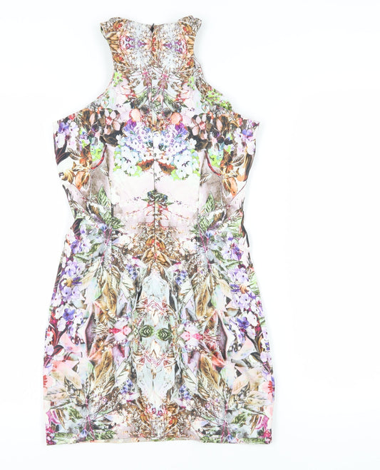 Zara Women Multicoloured Floral Bodycon Dress Size S