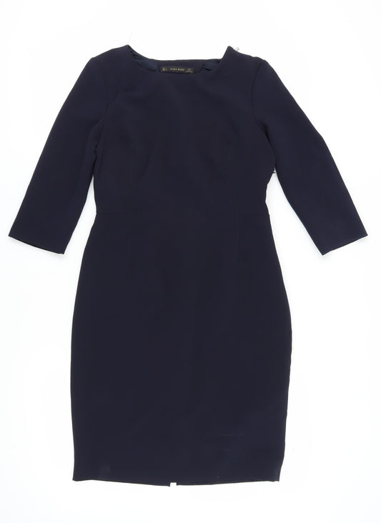 Zara Basic Women's Black L Shift Dress, 3/4 Sleeve