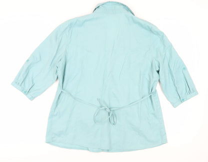 EWM Women's Blue Button-Up Shirt Size 18