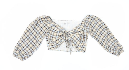 Womens UK Size 10 Zara Multicoloured Cropped Blouse