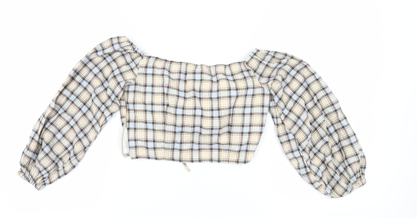 Womens UK Size 10 Zara Multicoloured Cropped Blouse