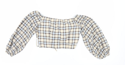 Womens UK Size 10 Zara Multicoloured Cropped Blouse