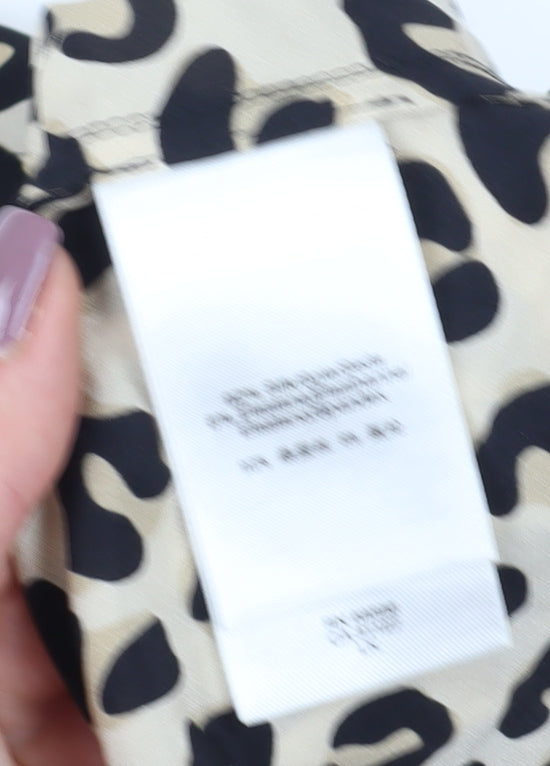 DKNY Women's Beige Animal Print Button-Up Shirt M