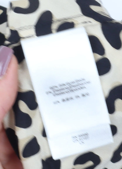 DKNY Women's Beige Animal Print Button-Up Shirt M