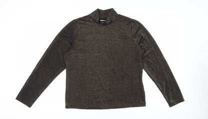 DKNY Women's Black Mock Neck Long Sleeve T-Shirt