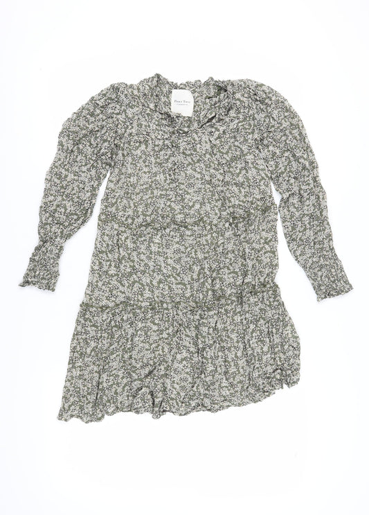 Part Two Women's Green Floral A-Line Dress Size 8
