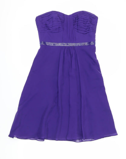 Coast Women's Purple Silk A-Line Strapless Dress