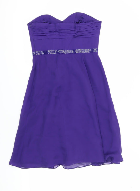 Coast Women's Purple Silk A-Line Strapless Dress