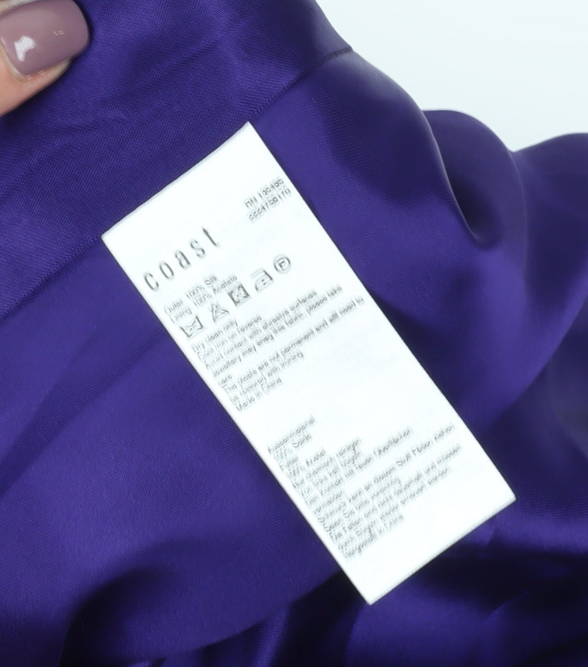 Coast Women's Purple Silk A-Line Strapless Dress