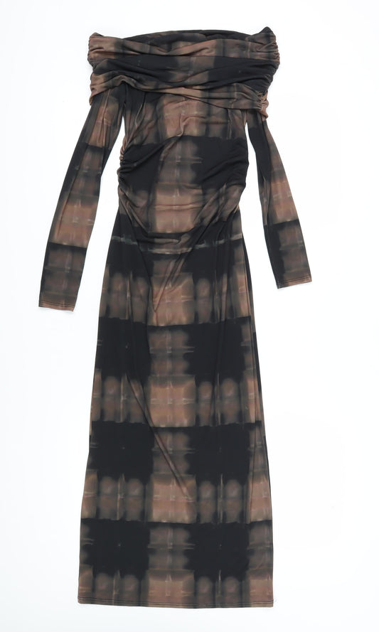 COLLUSION Women's Brown Long Bodycon Dress Size 10