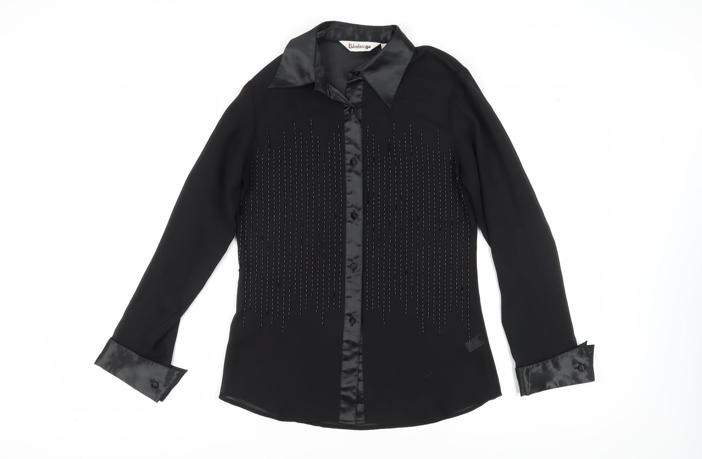 Womens UK Size 10 Kaleidoscope Black Basic Button-Up
