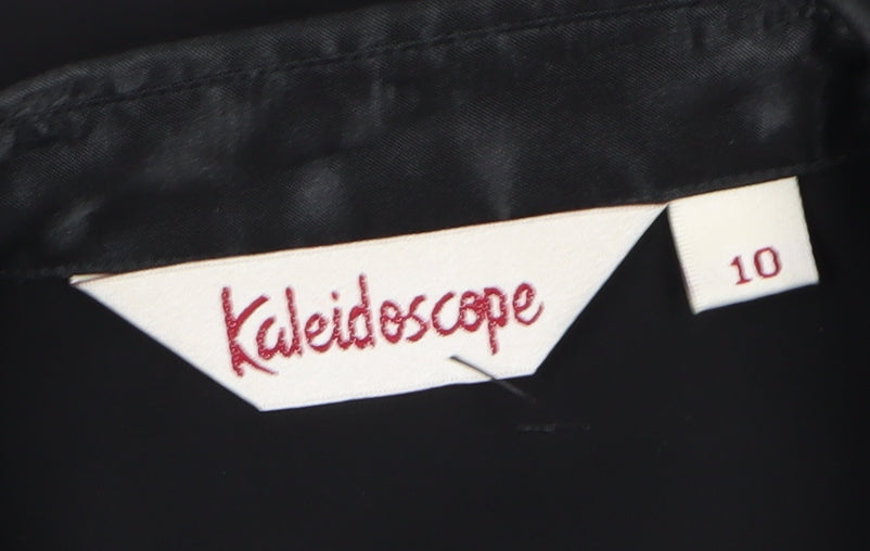 Womens UK Size 10 Kaleidoscope Black Basic Button-Up