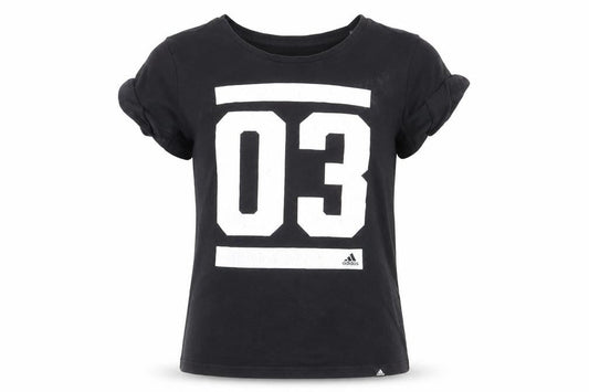 Front view of Adidas Black T-Shirt Medium unisex casual top
