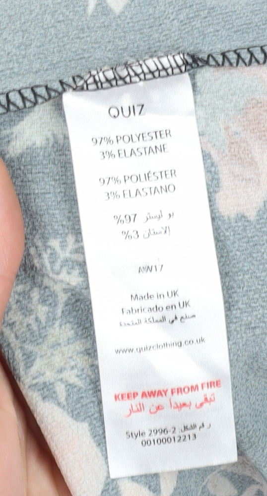 QUIZ Women's Black Floral Tunic Blouse Size 10