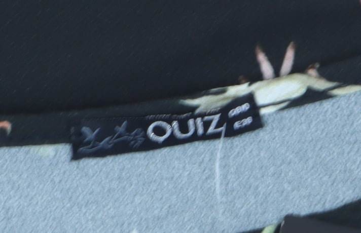 QUIZ Women's Black Floral Tunic Blouse Size 10