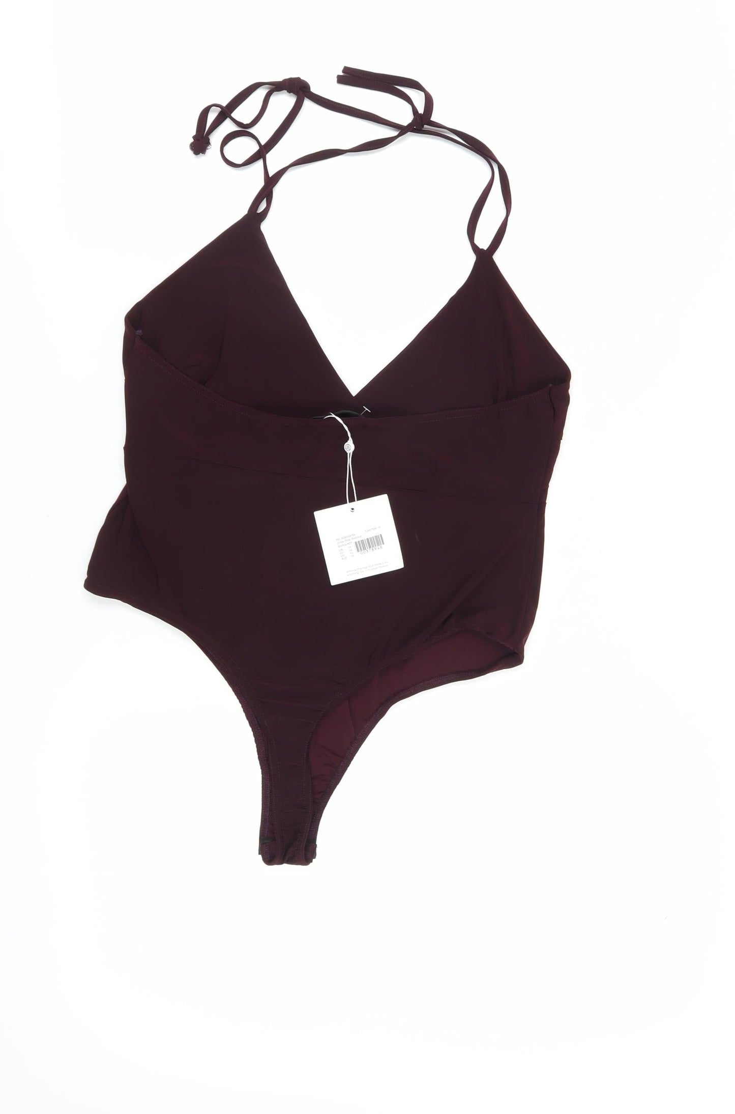 Missguided Women Brown Bodysuit, Size 16, V-Neck Party Wear