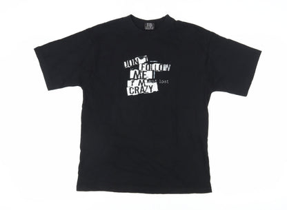 F Spirit Men's Black Cotton Ski Graphic T-Shirt S