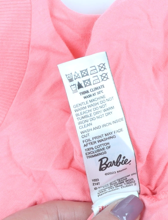 Marks and Spencer Girls Pink Barbie T-Shirt 10-11Y