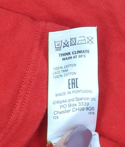 Womens UK Size 12 Marks and Spencer Red Basic T-Shirt