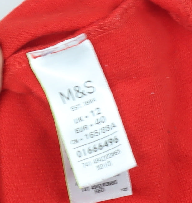 Womens UK Size 12 Marks and Spencer Red Basic T-Shirt