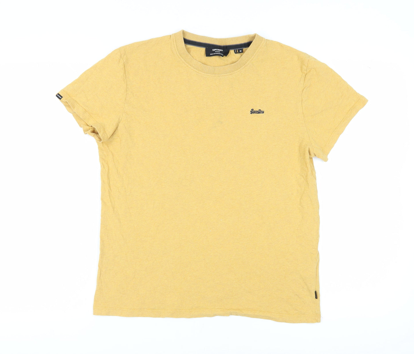 Superdry Men's Yellow Cotton T-Shirt, M, Crew Neck, Logo