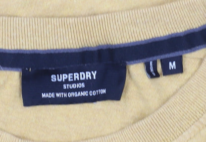 Superdry Men's Yellow Cotton T-Shirt, M, Crew Neck, Logo