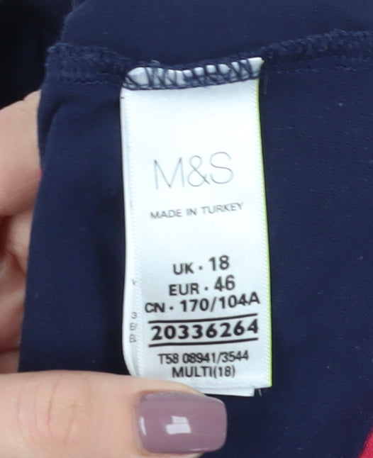 Womens UK Size 18 Marks and Spencer Multicoloured Basic T-Shirt