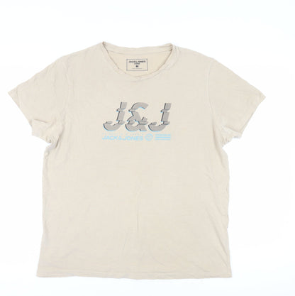 Mens UK Size M JACK & JONES Beige  T-Shirt